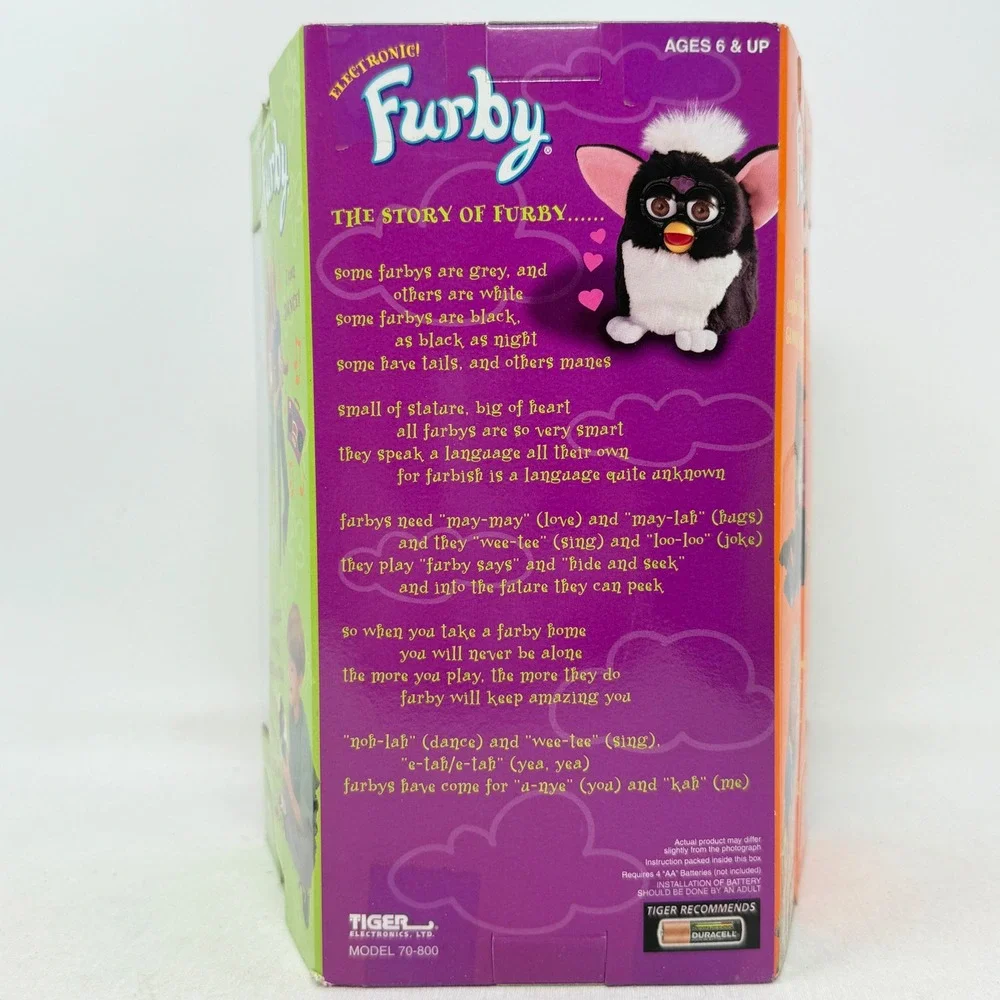 Furby Kiwi Lime Green, Yellow, Dark Blue Hair Gray‎ Eyes 1999 Factory Sealed